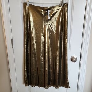 J. Crew Shimmering Metallic Gold Maxi Skirt